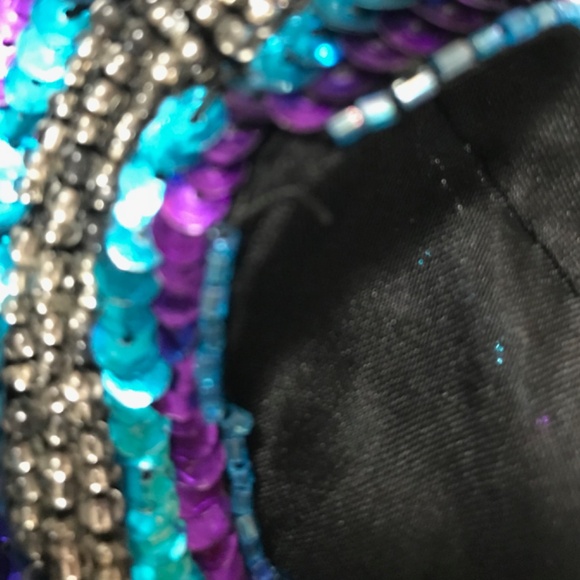 Laurence Kazar Vintage Jacket Large Peacock Blue/Green Sequins - Picture 6 of 6